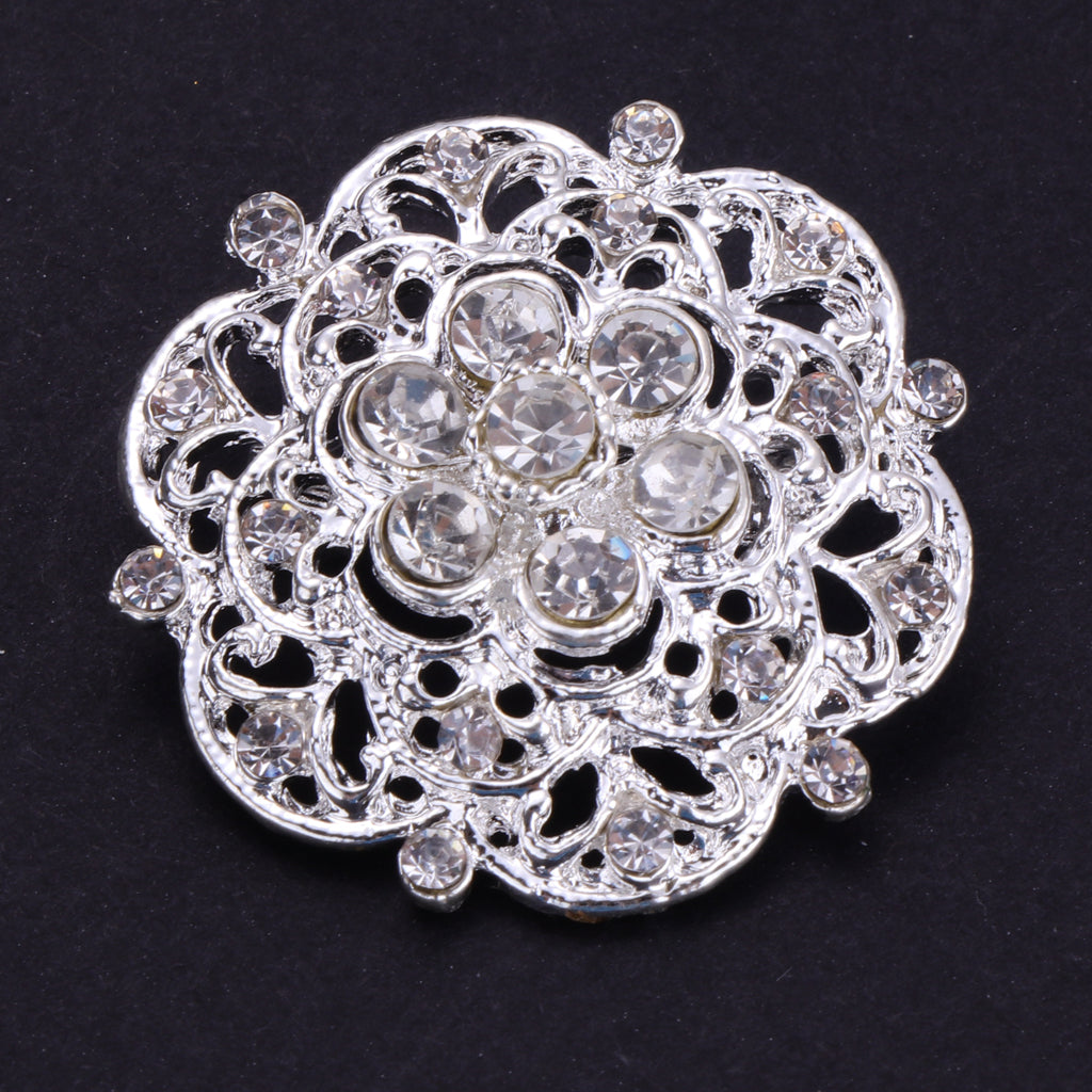 12 Pieces Bling Clear Rhinestone Crystal Flower Brooches Pins Set Flower 1