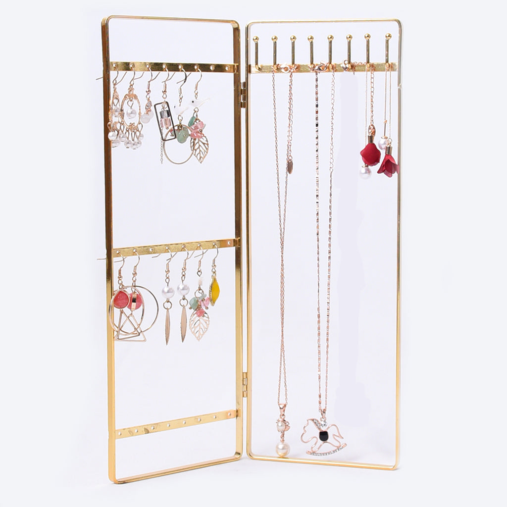 Double Panel Jewelry Display Rack Hanging Earrings Stand Jewelry Organizer