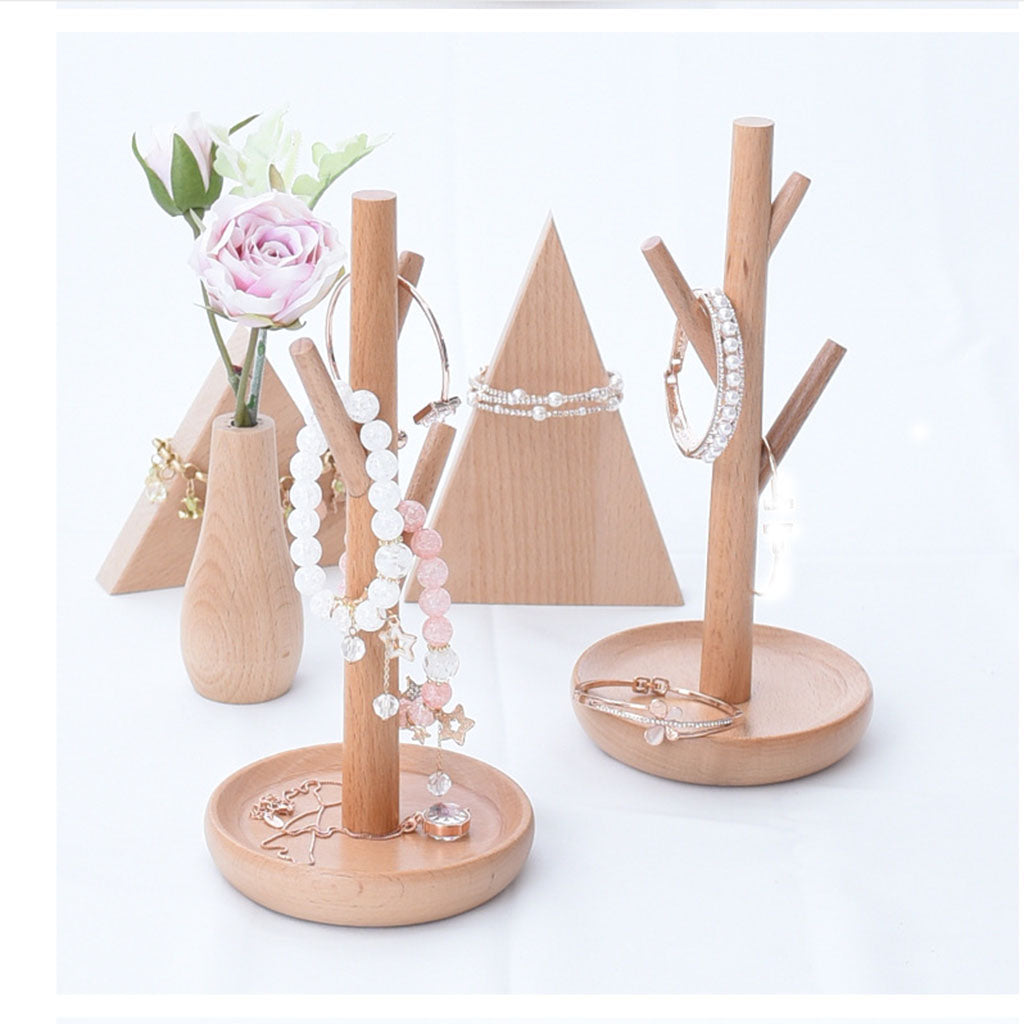 Wood Tree Jewelry Stand Holder Earring Rack Display Necklace Bracelet Hanger