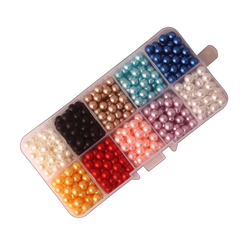 Colored Faux Pearls No Hole ABS Plastic Beads DIY Jewelry Making 600pcs 6mm