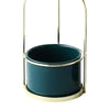 Ceramic Fleshy Hydroponic Flower Pot with Golden Iron Stand Dark Green