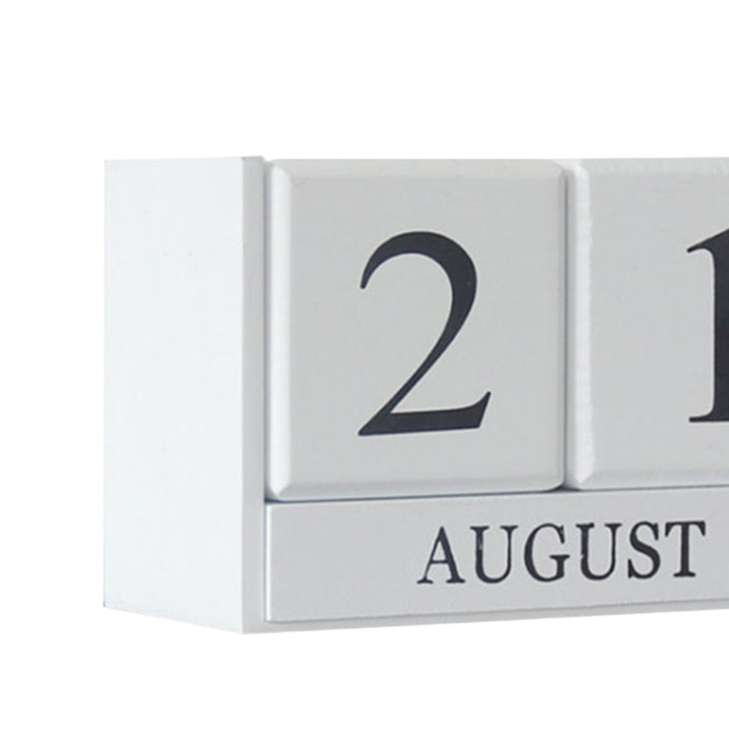 Wooden Calendar Blocks Creative Home Office Ornament Tabletop Decor White