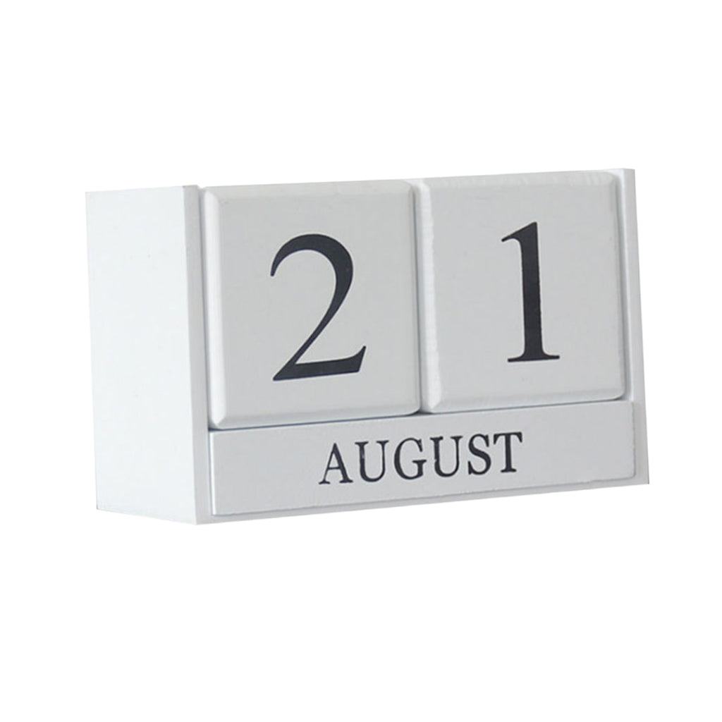 Wooden Calendar Blocks Creative Home Office Ornament Tabletop Decor White