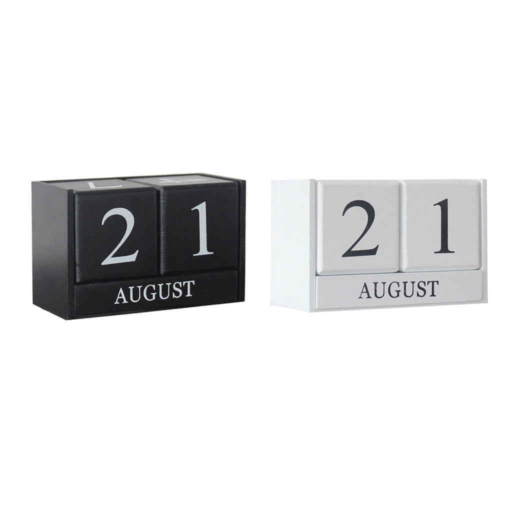 Wooden Calendar Blocks Creative Home Office Ornament Tabletop Decor White