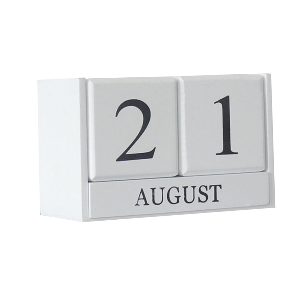 Wooden Calendar Blocks Creative Home Office Ornament Tabletop Decor White