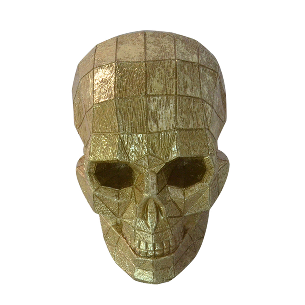 Collectable Resin Skull Figurine Statue Halloween Party Ornaments Golden