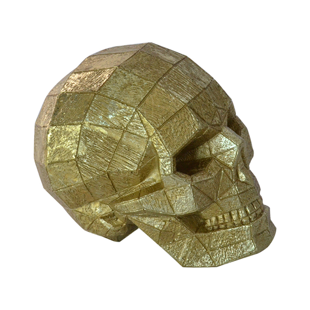 Collectable Resin Skull Figurine Statue Halloween Party Ornaments Golden