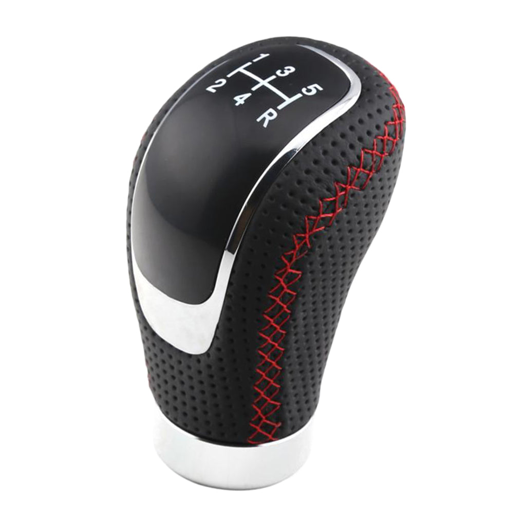 5 Speed Manual Car Gear Shift Knob Stick Shifter Lever Stitching Black+Red