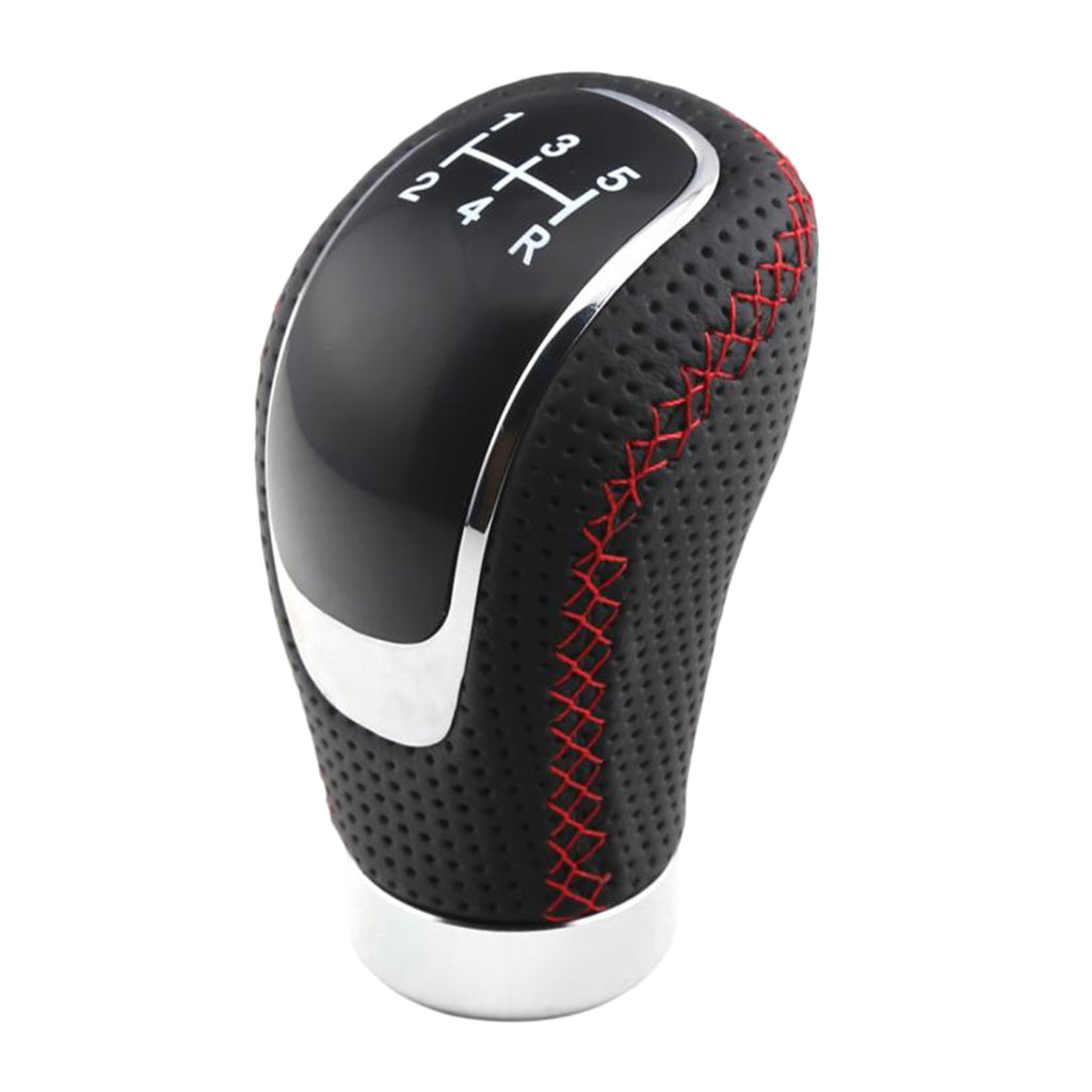 5 Speed Manual Car Gear Shift Knob Stick Shifter Lever Stitching Black+Red