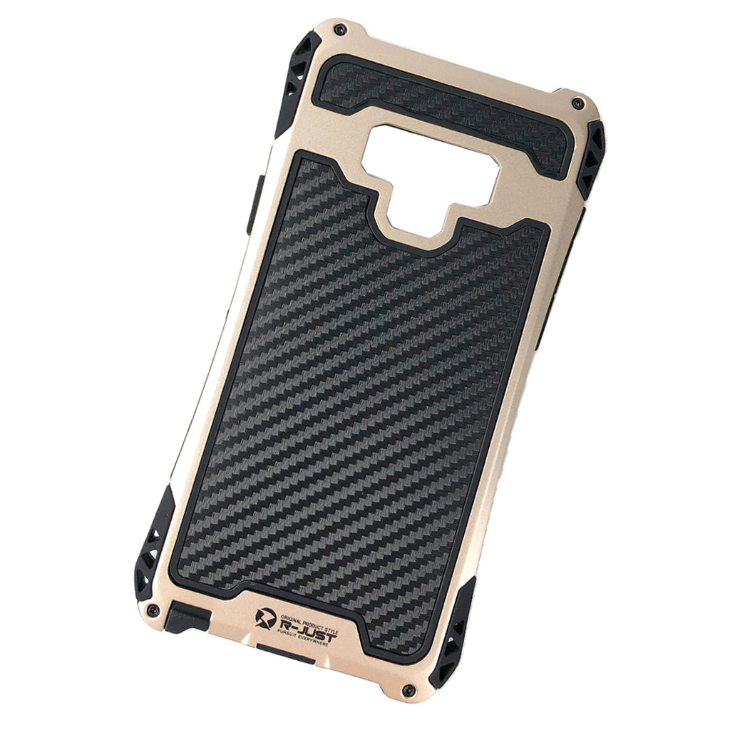 Amira Metal Silicone Carbon Fiber Case Cover for Samsung Galaxy Note 9 gold