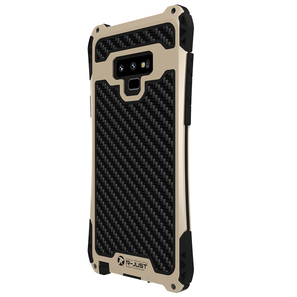 Amira Metal Silicone Carbon Fiber Case Cover for Samsung Galaxy Note 9 gold