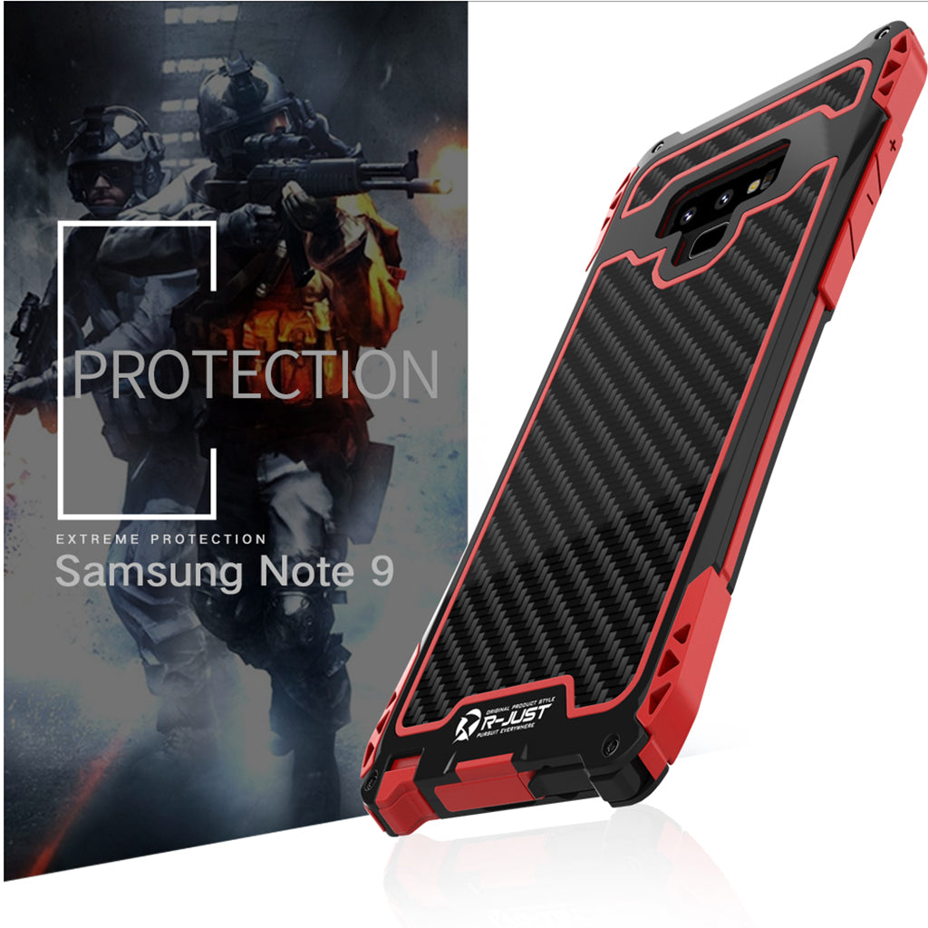 Amira Metal Silicone Carbon Fiber Case Cover for Samsung Galaxy Note 9 gold