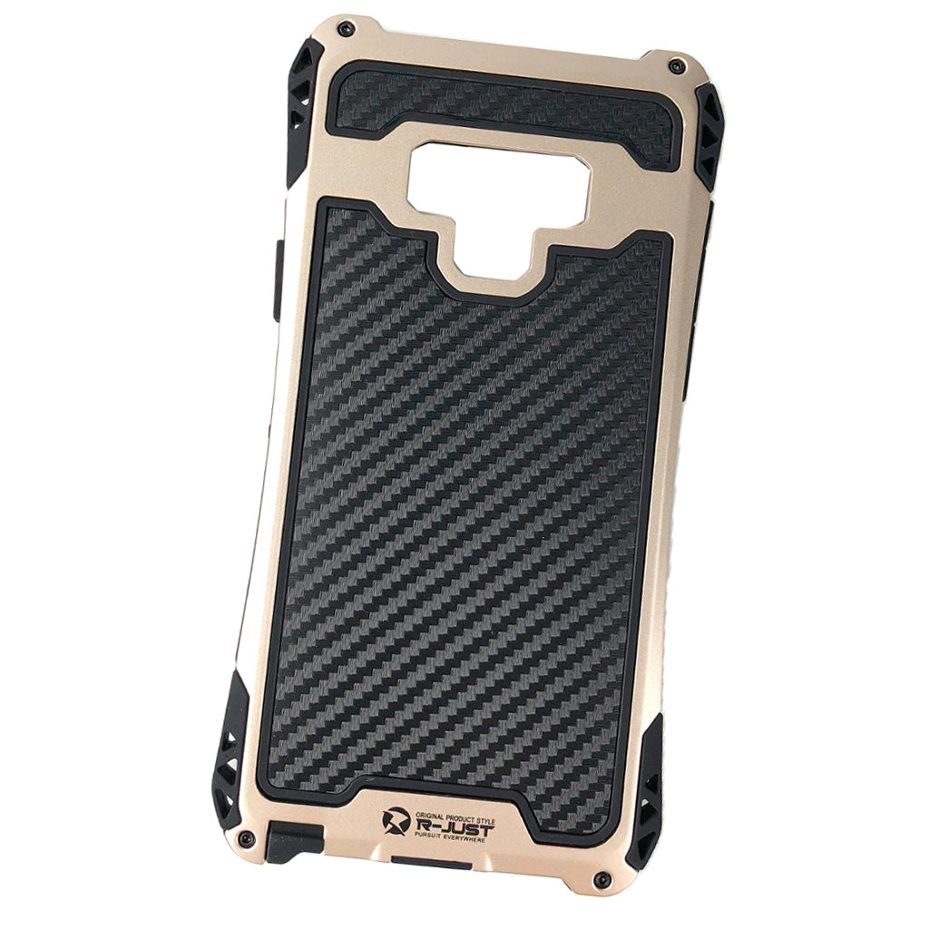 Amira Metal Silicone Carbon Fiber Case Cover for Samsung Galaxy Note 9 gold