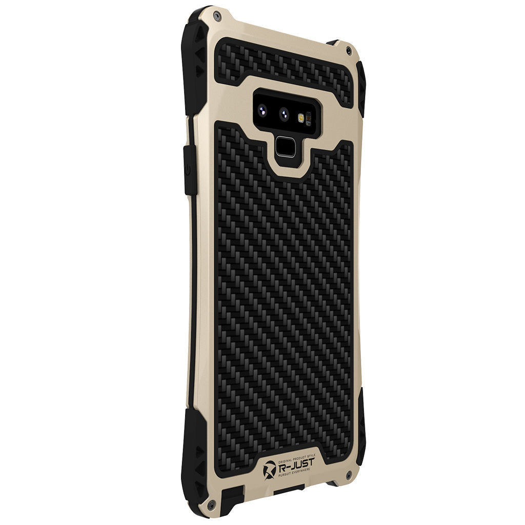 Amira Metal Silicone Carbon Fiber Case Cover for Samsung Galaxy Note 9 gold