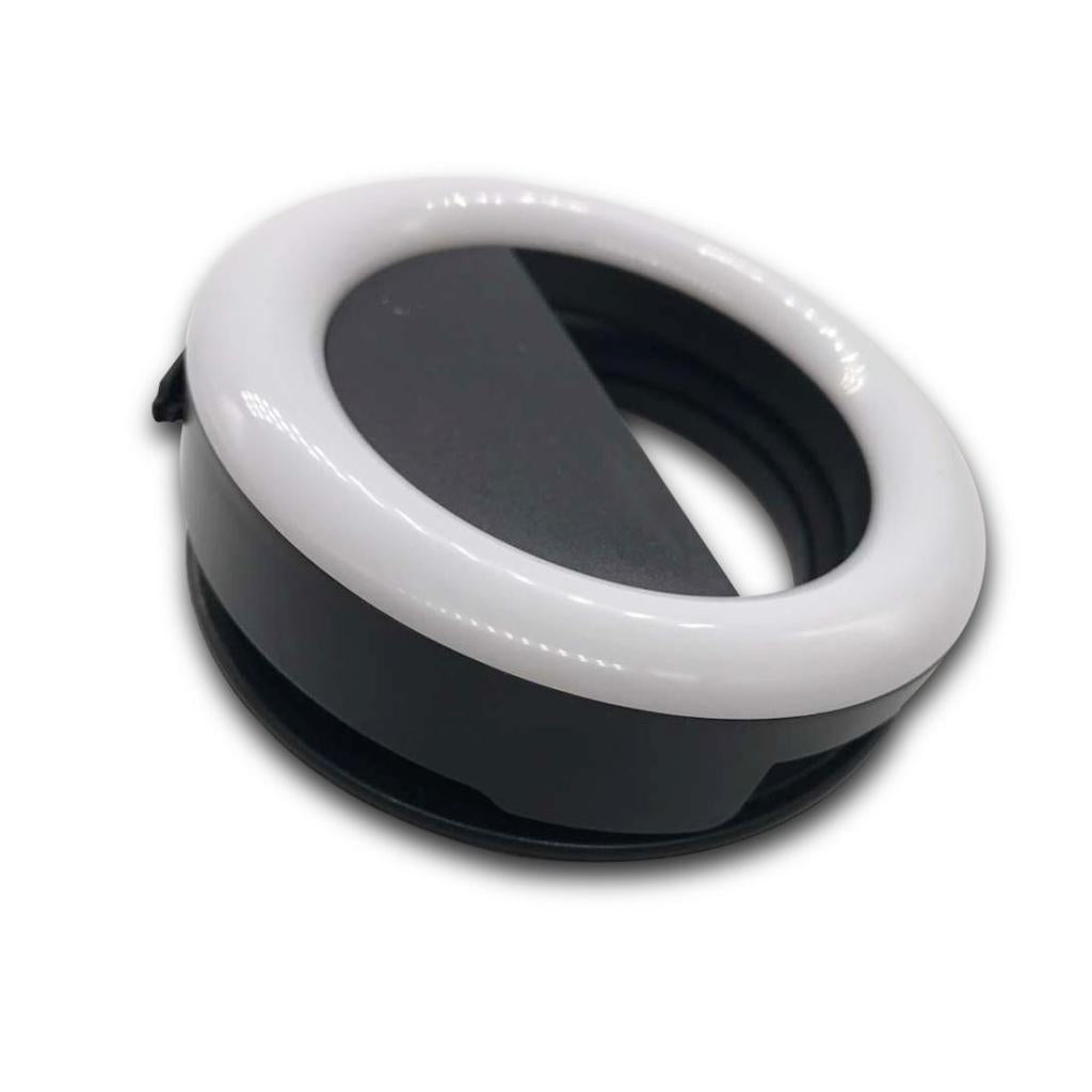 Portable LED Ring Flash Fill Light Clip Camera For All Cell Phone  Black