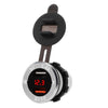 Dual USB Charger Socket with Volt Meter Wire for Car Motorcycle Silver+Red