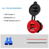 Car DC Aluminum Alloy Dual USB QC3.0 Quick Charge with LED Display  Red