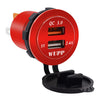 Car DC Aluminum Alloy Dual USB QC3.0 Quick Charge with LED Display  Red