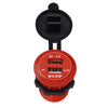 Car DC Aluminum Alloy Dual USB QC3.0 Quick Charge with LED Display  Red