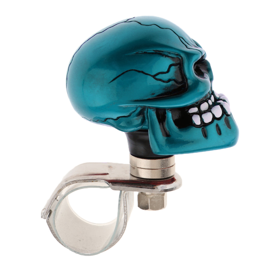 1PC Skull Head Car Steering Wheel Spinner Suicide Knob Handle Booster Blue