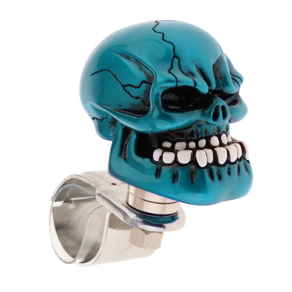 1PC Skull Head Car Steering Wheel Spinner Suicide Knob Handle Booster Blue