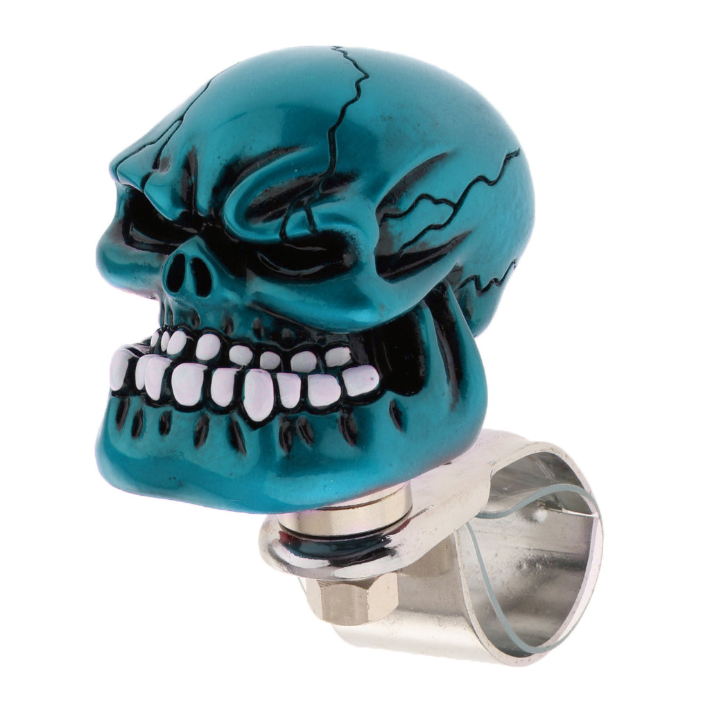 1PC Skull Head Car Steering Wheel Spinner Suicide Knob Handle Booster Blue