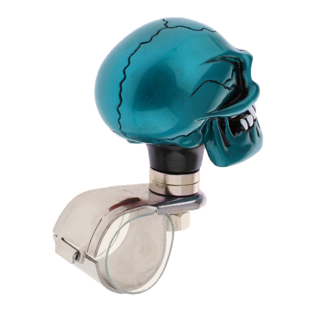 1PC Skull Head Car Steering Wheel Spinner Suicide Knob Handle Booster Blue