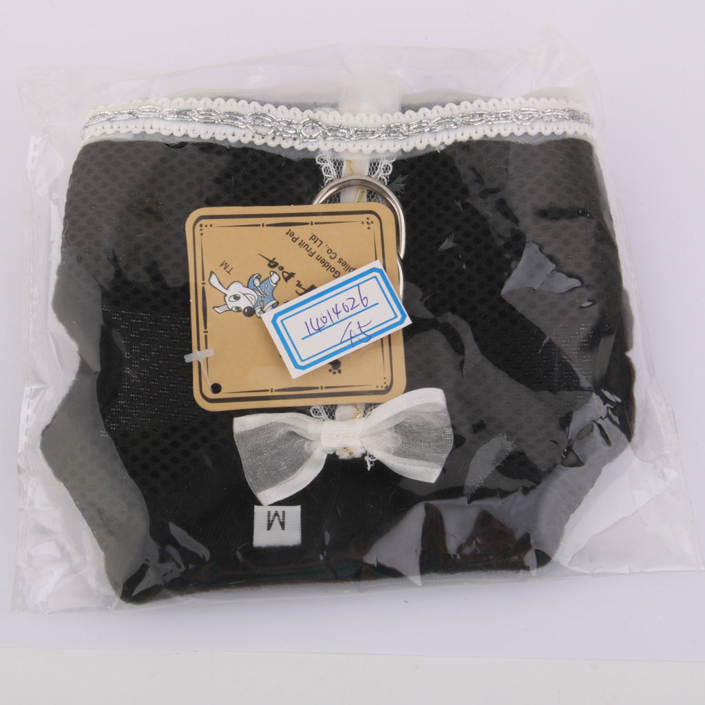 Princess Dress Design Pet Dog Mesh Harness Clothes Apparel  Black Size L