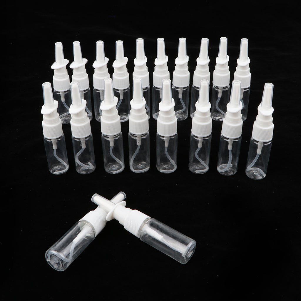 20 Pieces Empty Refillable Nasal Spray Bottles Fine Mist Nose Vials 15ml