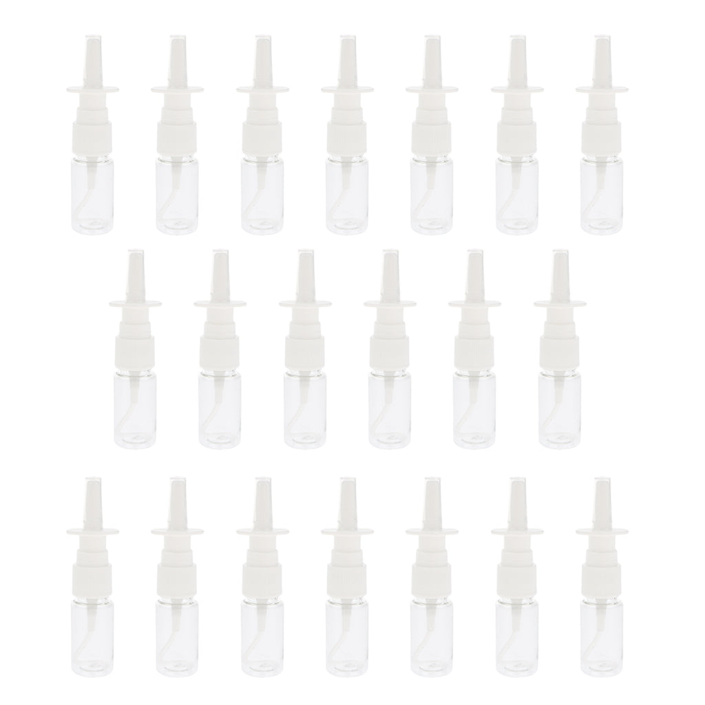 20 Pieces Empty Refillable Nasal Spray Bottles Fine Mist Nose Vials 10ml