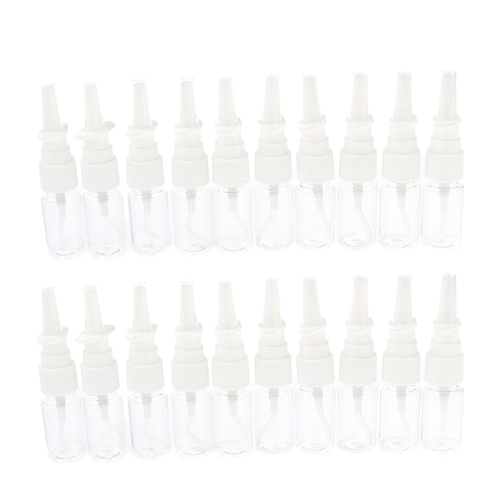 20 Pieces Empty Refillable Nasal Spray Bottles Fine Mist Nose Vials 10ml