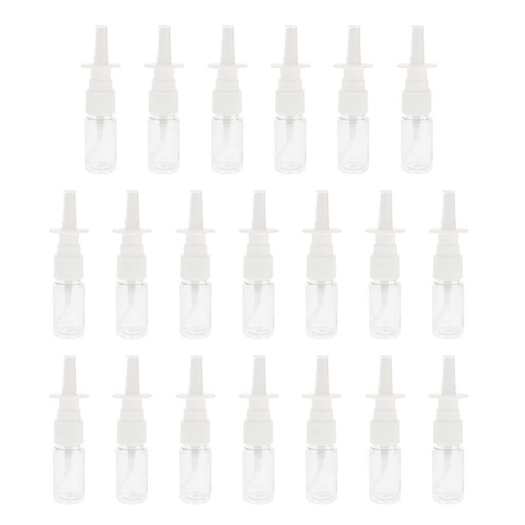 20 Pieces Empty Refillable Nasal Spray Bottles Fine Mist Nose Vials 10ml