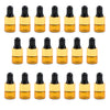 20 Pieces Mini Empty Glass Essential Oil Refillable Brown Amber Bottles 1ML