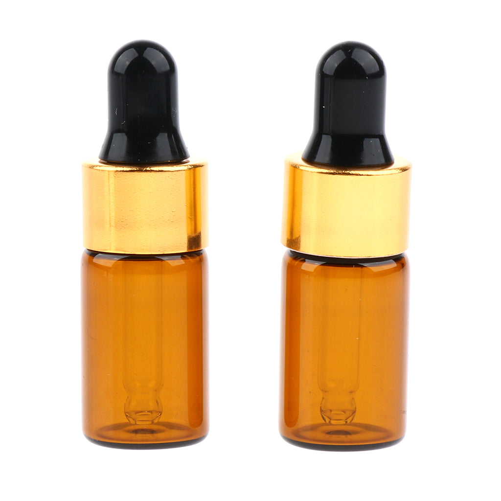 20 Pieces Mini Empty Glass Essential Oil Refillable Brown Amber Bottles 3ML