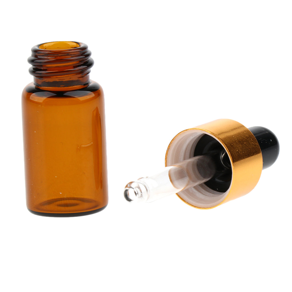 20 Pieces Mini Empty Glass Essential Oil Refillable Brown Amber Bottles 3ML