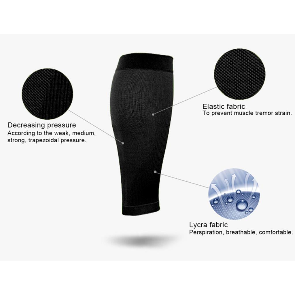 1 Pair Sports Calf Support Compression Sleeves Legs Protector Brace L Black