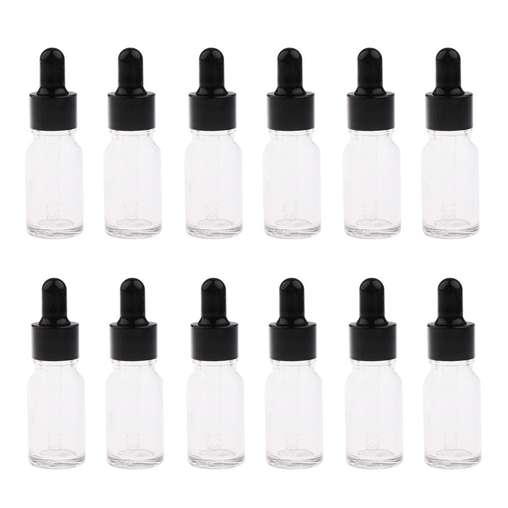 12 Pieces Empty Essential Oil Bottles Liquid Aromatherapy Dropper Clear 15ML