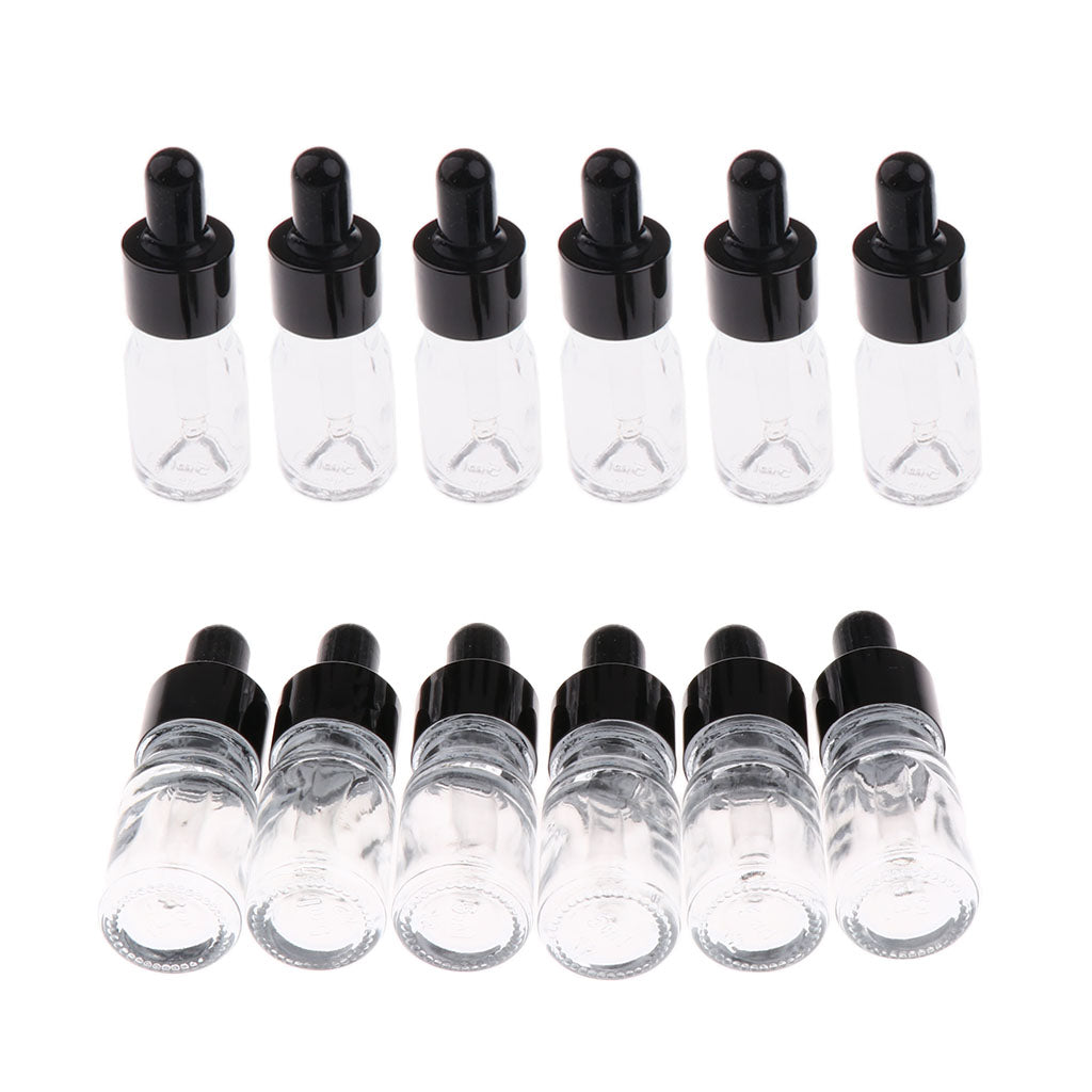 12 Pieces Empty Essential Oil Bottles Liquid Aromatherapy Dropper Clear 10ML