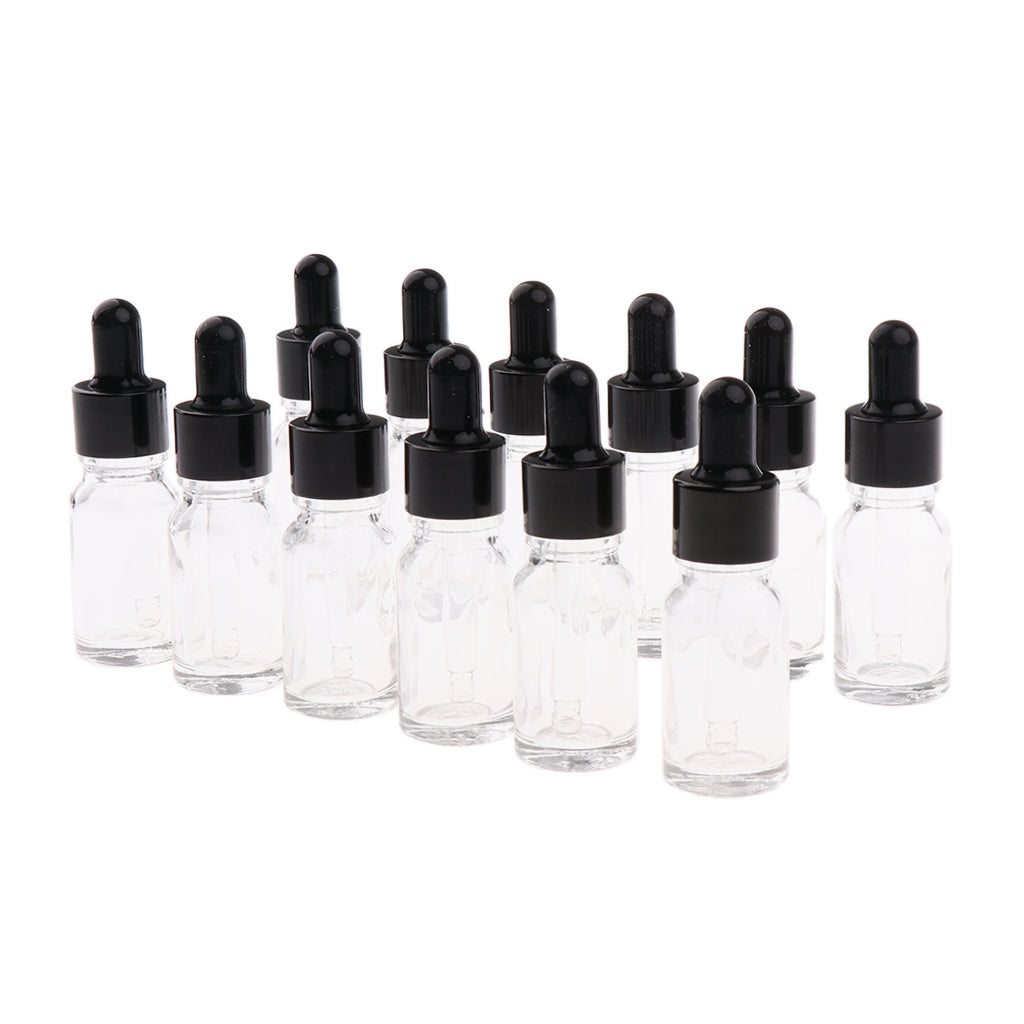 12 Pieces Empty Essential Oil Bottles Liquid Aromatherapy Dropper Clear 5ML