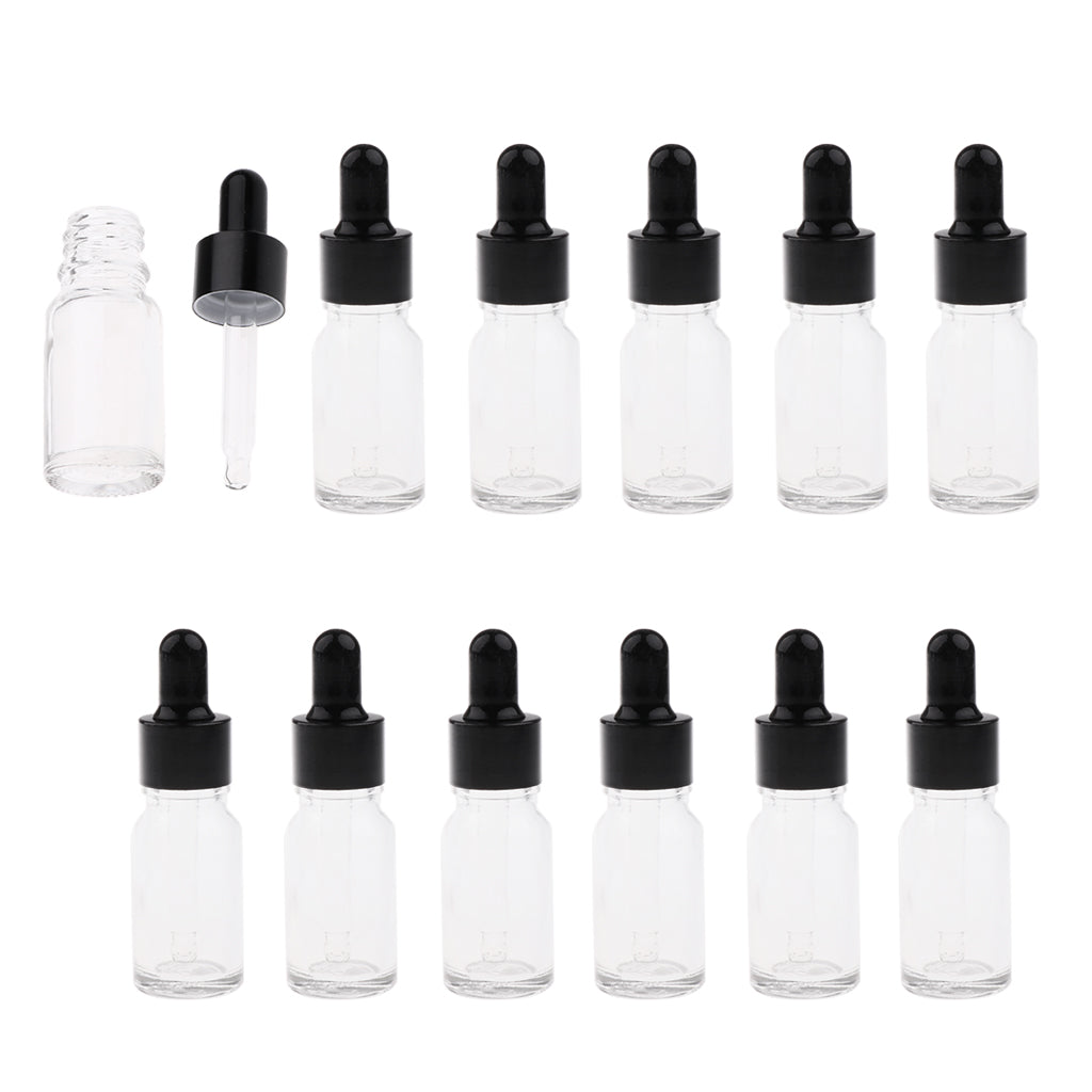 12 Pieces Empty Essential Oil Bottles Liquid Aromatherapy Dropper Clear 5ML