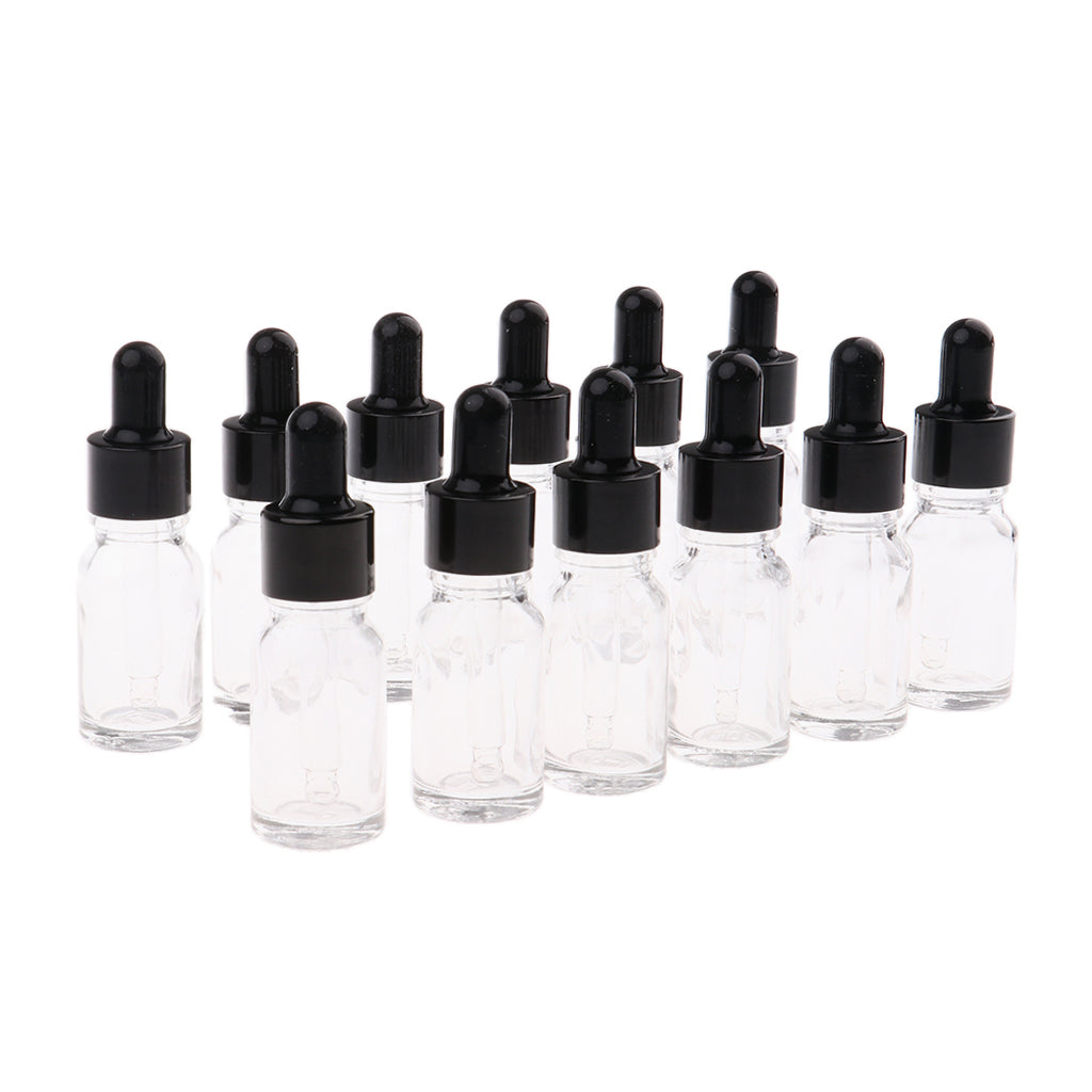 12 Pieces Empty Essential Oil Bottles Liquid Aromatherapy Dropper Clear 5ML