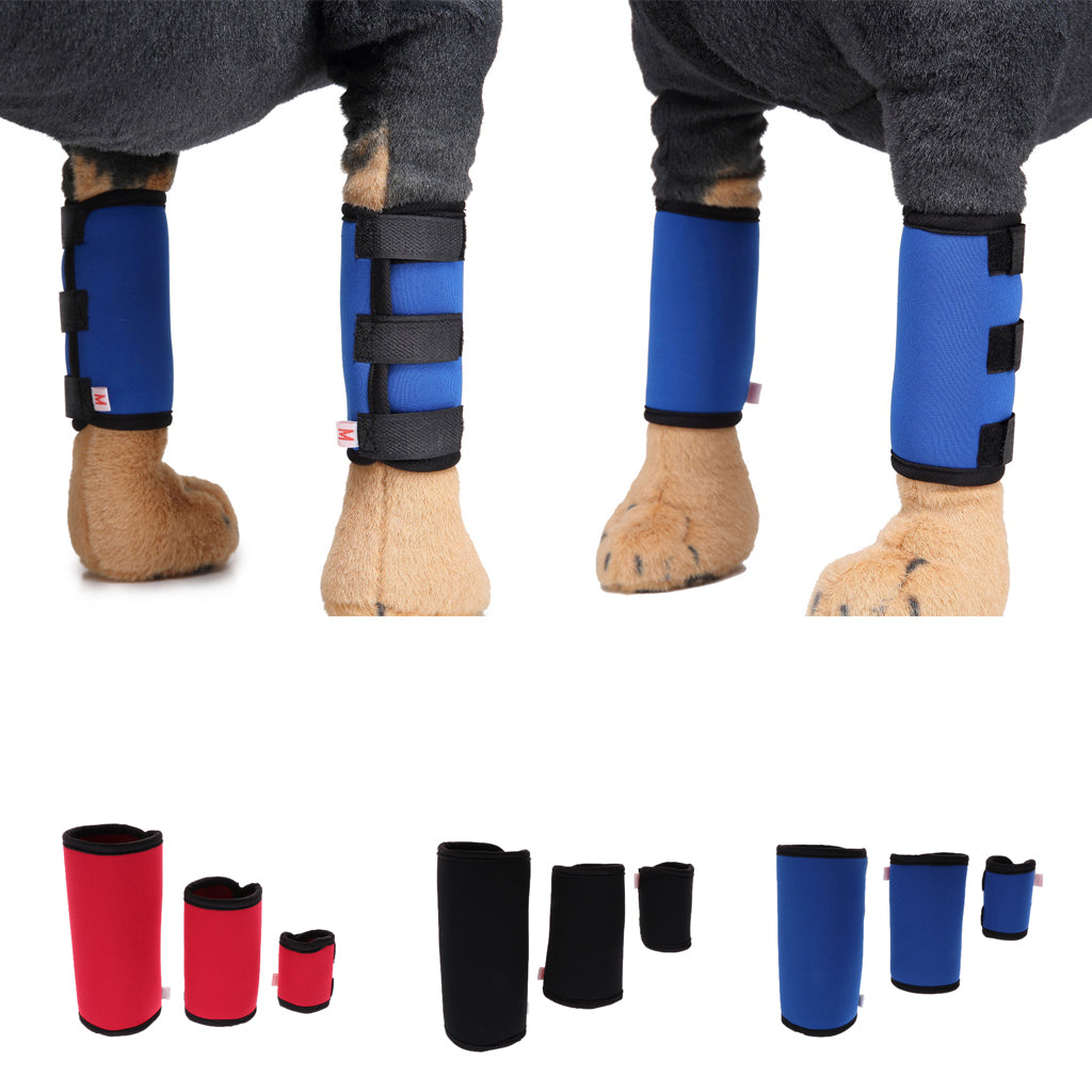 2PCS Pet Leg Brace Protector Dog Surgical Injury Fixed Knee Pads  Black L