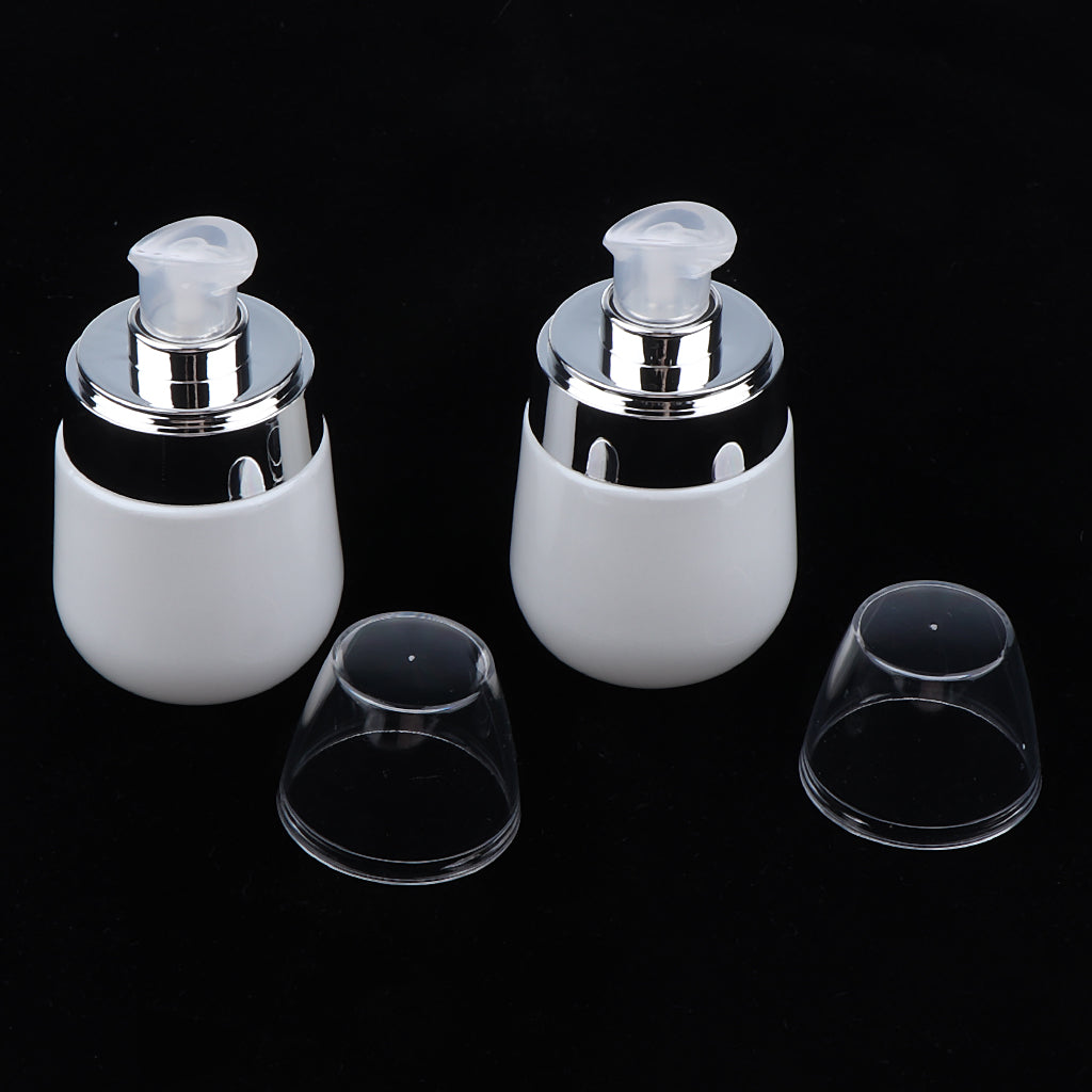 2pcs Empty Glass Lotion Cosmetic Face Cream Bottles Airless Pump Dispenser 30ML