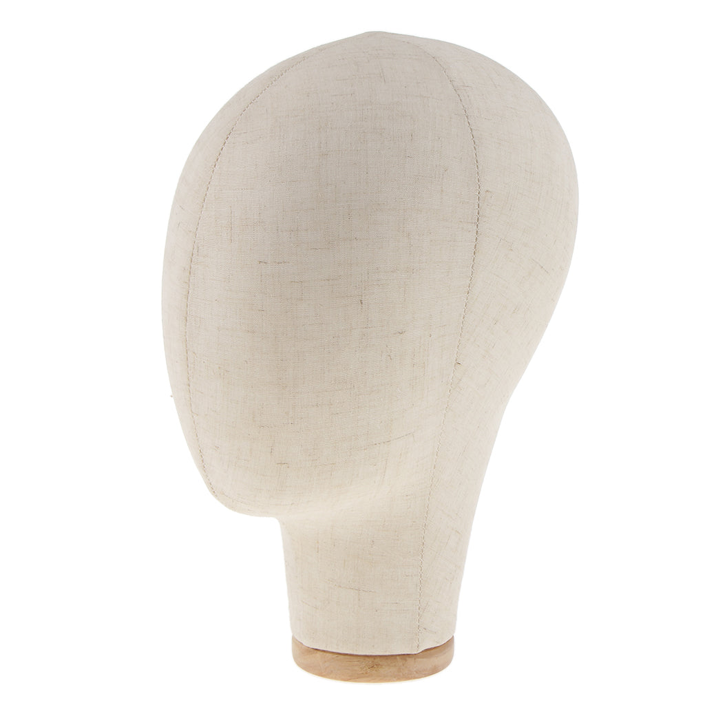 Mannequin Canvas Block Head Wig Toupee Hat Display With Mount Hole 21" Beige