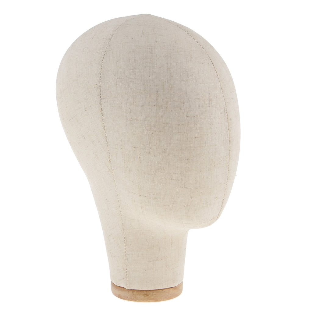 Mannequin Canvas Block Head Wig Toupee Hat Display With Mount Hole 21" Beige