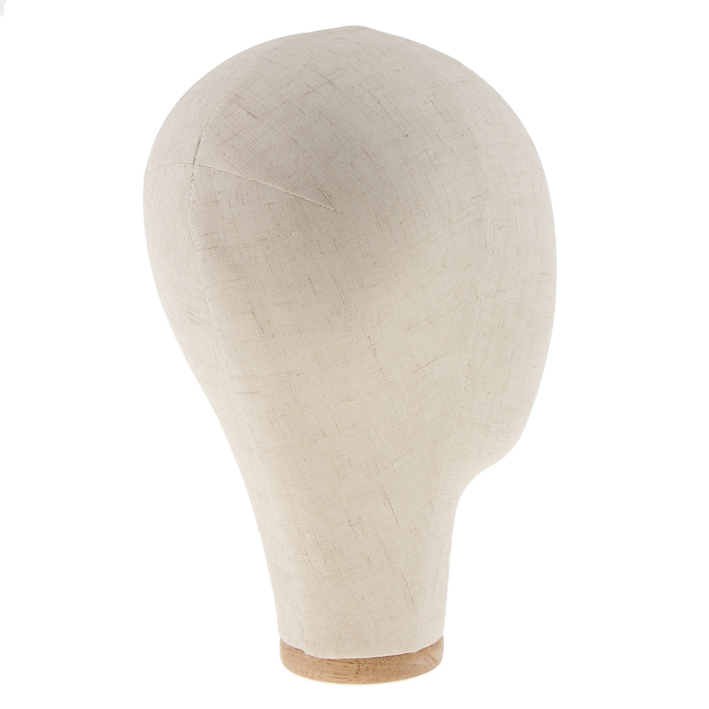 Mannequin Canvas Block Head Wig Toupee Hat Display With Mount Hole 21" Beige