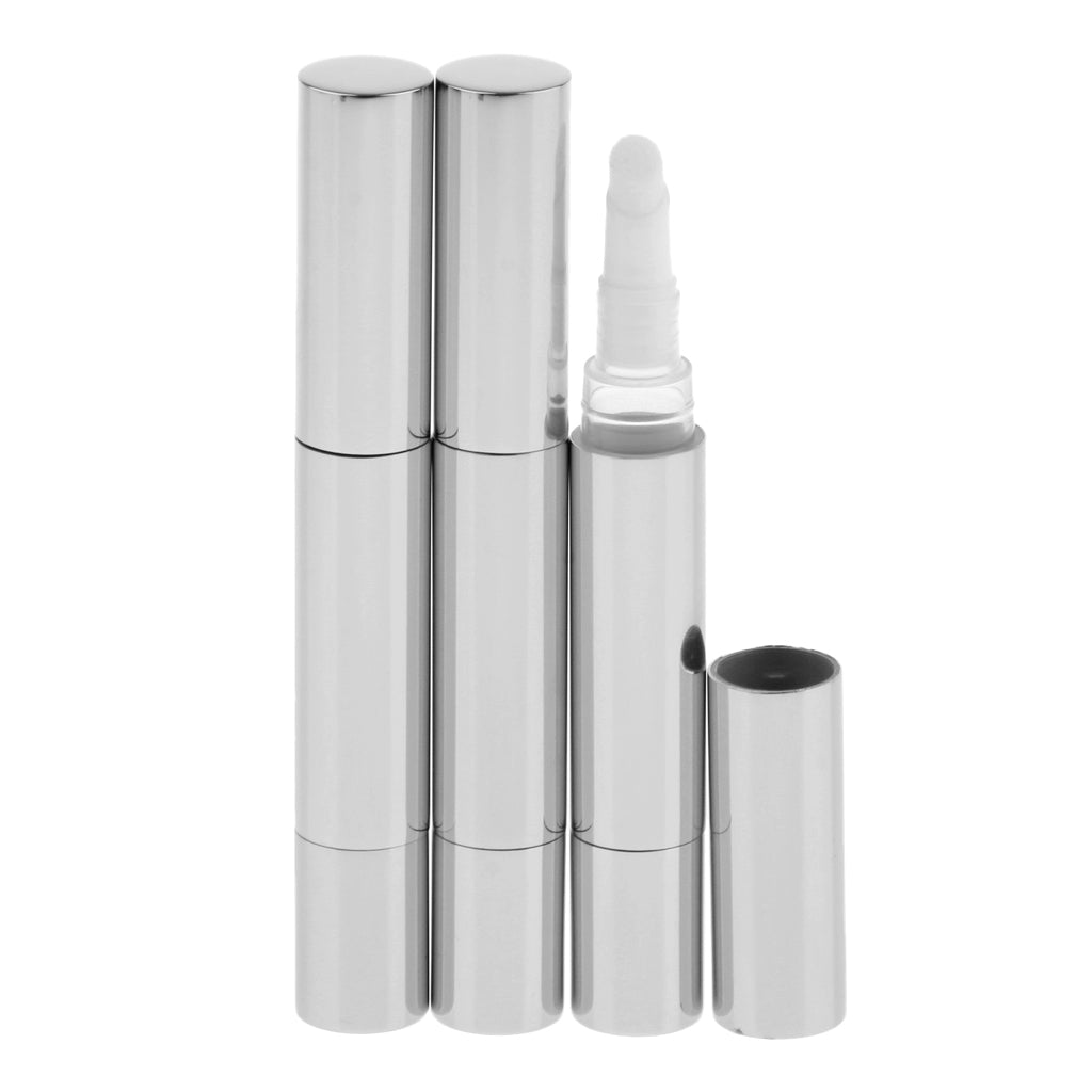 3pcs 5ml Empty Twist Pen Lip Gloss Nail Polish Eyelashes Tubes with Brush Silver