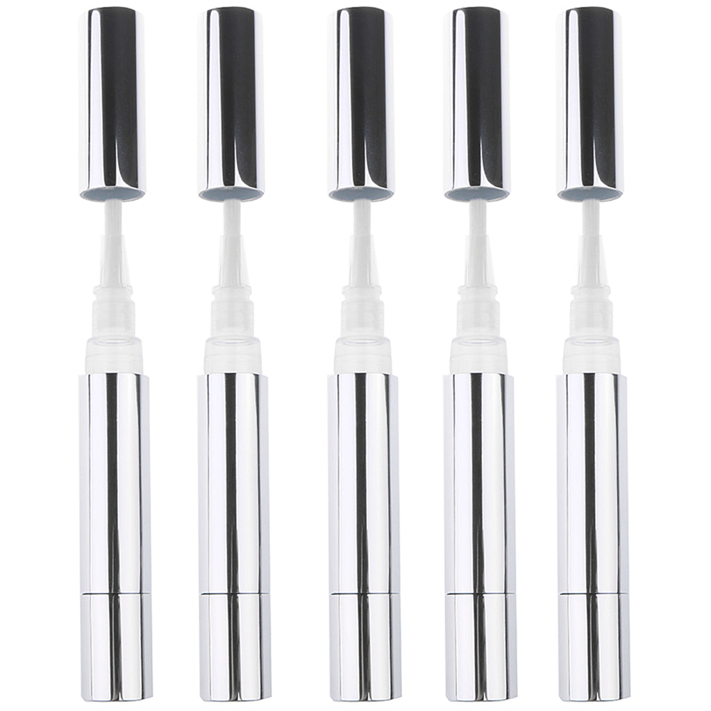 5 Pieces 5ml Travel Empty Twist Pen Cosmetic Container Tube Nail Tool Silver