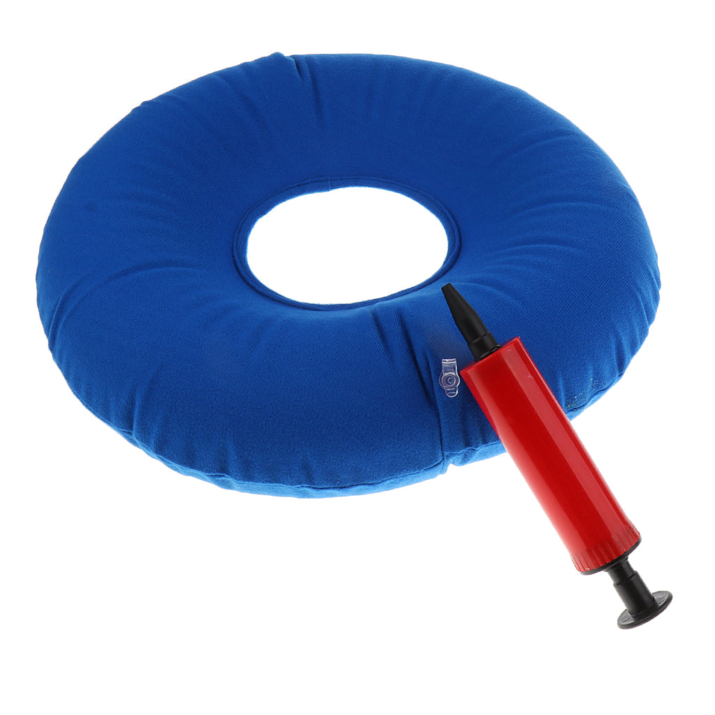 Soft Inflatable Donut Seat Cushion Wheelchair Hemorrhoid Pillow Round Blue