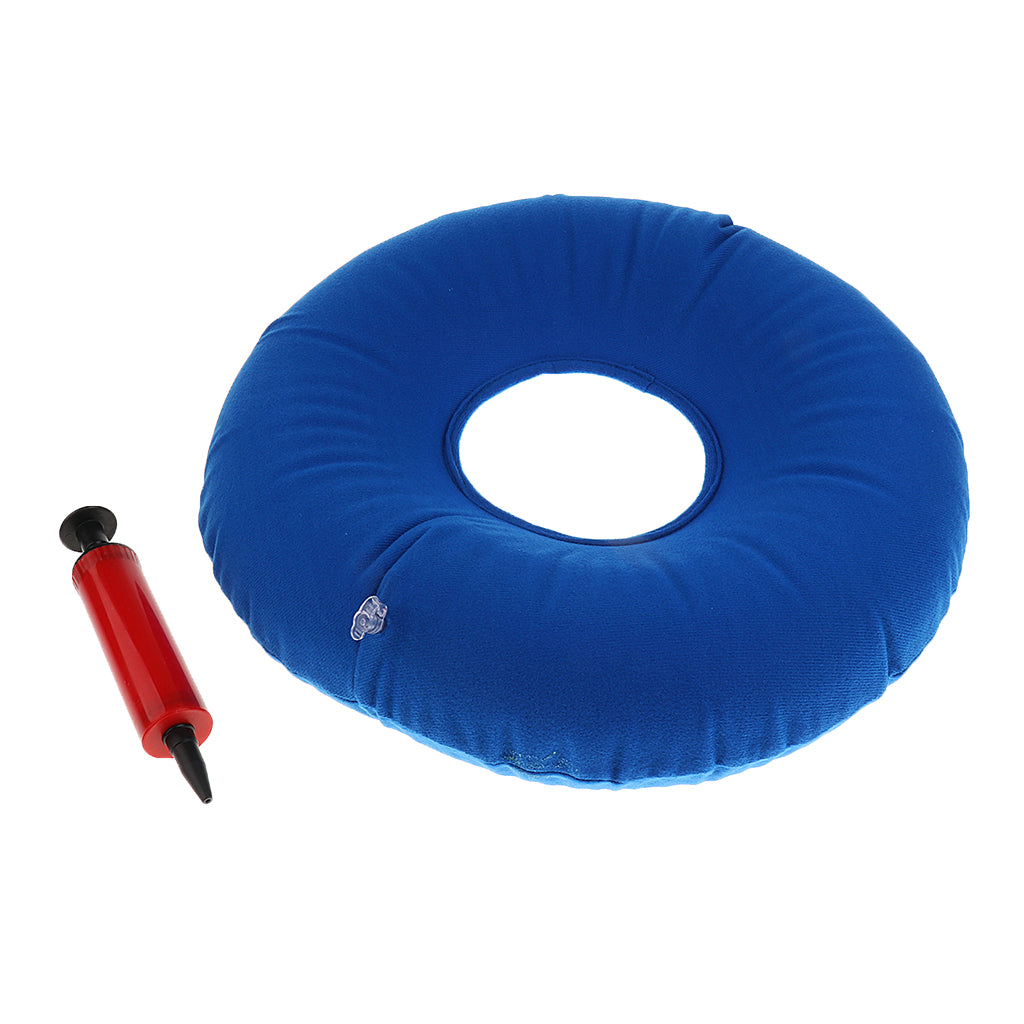 Soft Inflatable Donut Seat Cushion Wheelchair Hemorrhoid Pillow Round Blue